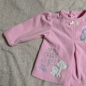 Pink Baby Fleece Jacket with Deer Appliqué see photos